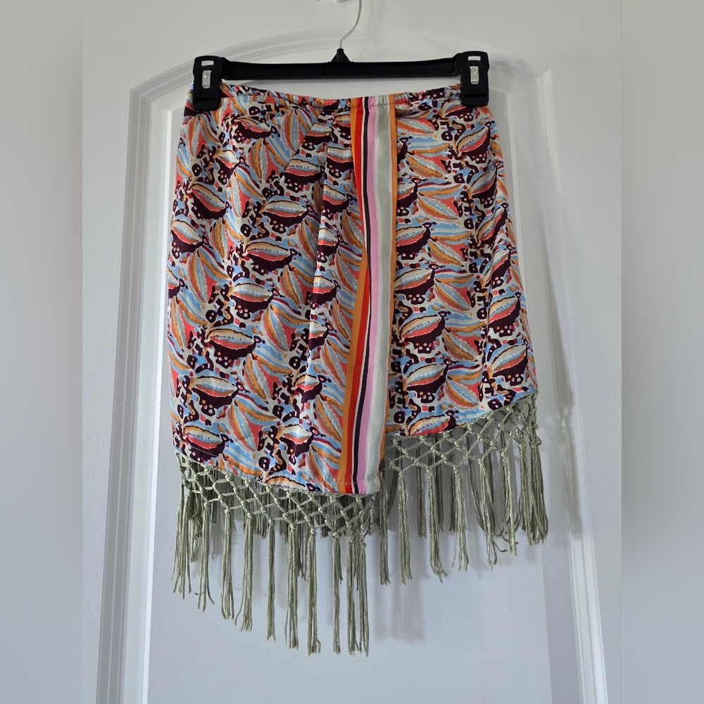 Anthropologie Mini Multicolored Skirt With Fringe Womens Juniors Size‎ XXS